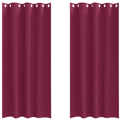 Blackout Curtains with Rings 2 pcs Wine Red 225 x 140 cm