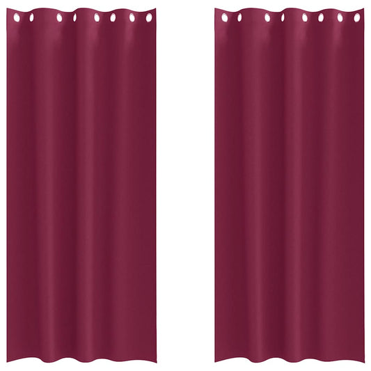 Blackout Curtains with Rings 2 pcs Wine Red 260 x 140 cm