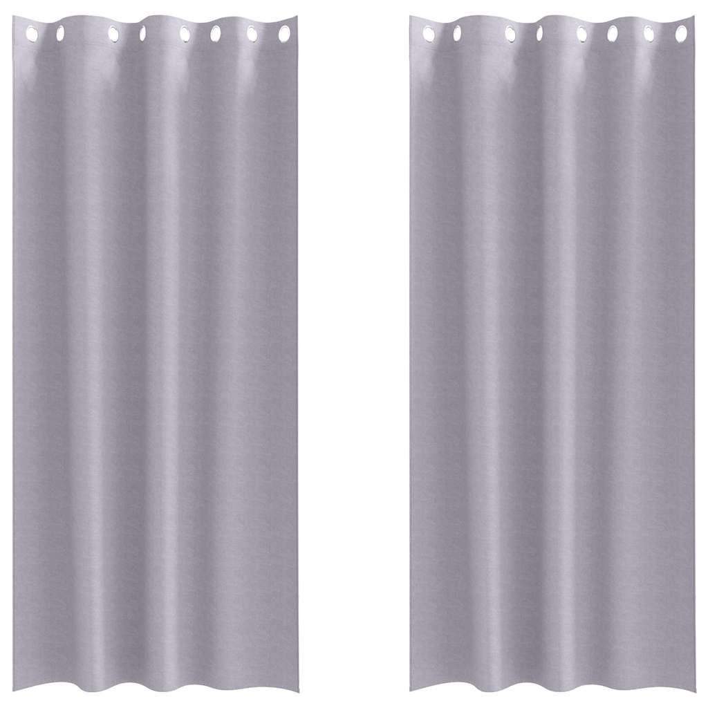 Blackout Curtains with Rings 2 pcs Metal Grey 225 x 140 cm