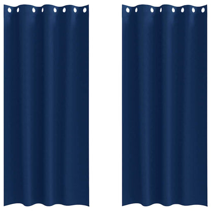 Blackout Curtains with Rings 2 pcs Dark Blue 225 x 140 cm