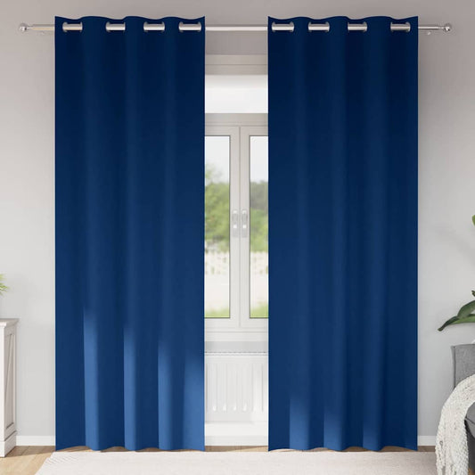 Blackout Curtains with Rings 2 pcs Dark Blue 245 x 140 cm