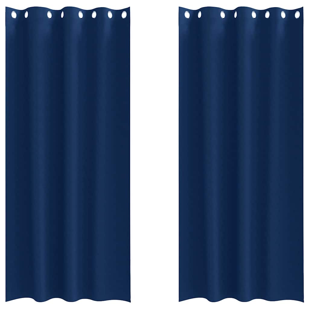 Blackout Curtains with Rings 2 pcs Dark Blue 260 x 140 cm