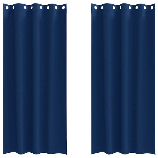 Blackout Curtains with Rings 2 pcs Dark Blue 260 x 140 cm
