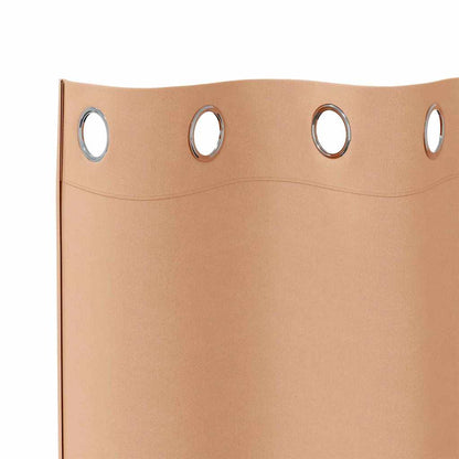 Blackout Curtains with Rings 2 pcs Light Brown 140 x 140 cm