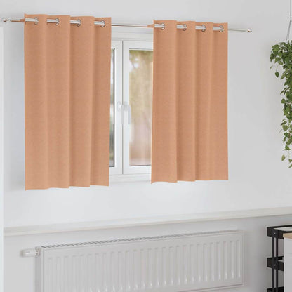 Blackout Curtains with Rings 2 pcs Light Brown 140 x 140 cm
