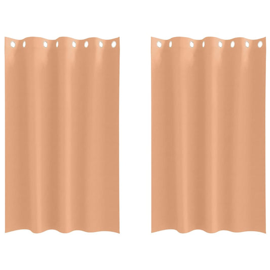 Blackout Curtains with Rings 2 pcs Light Brown 175 x 140 cm