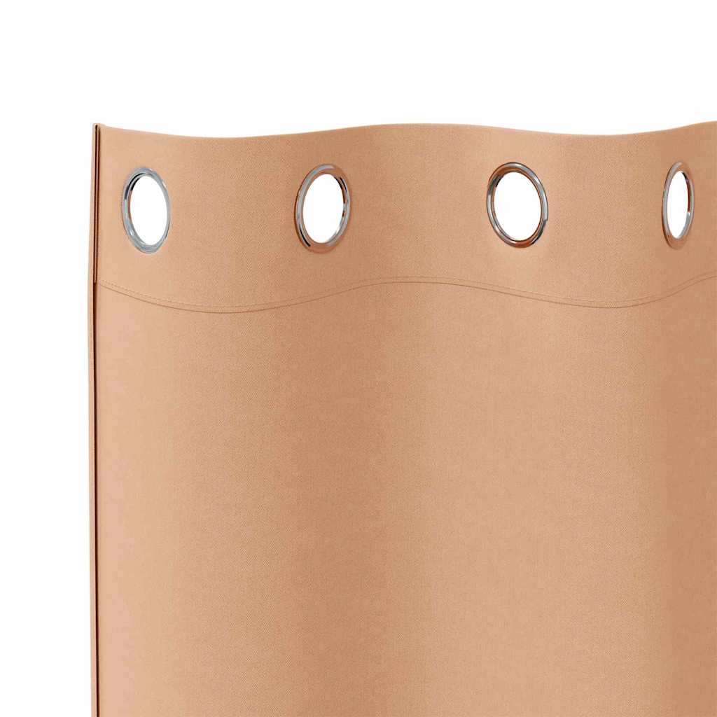 Blackout Curtains with Rings 2 pcs Light Brown 225 x 140 cm