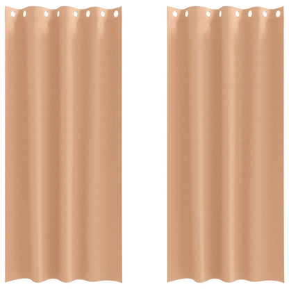 Blackout Curtains with Rings 2 pcs Light Brown 225 x 140 cm