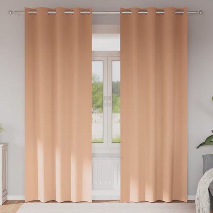 Blackout Curtains with Rings 2 pcs Light Brown 245 x 140 cm