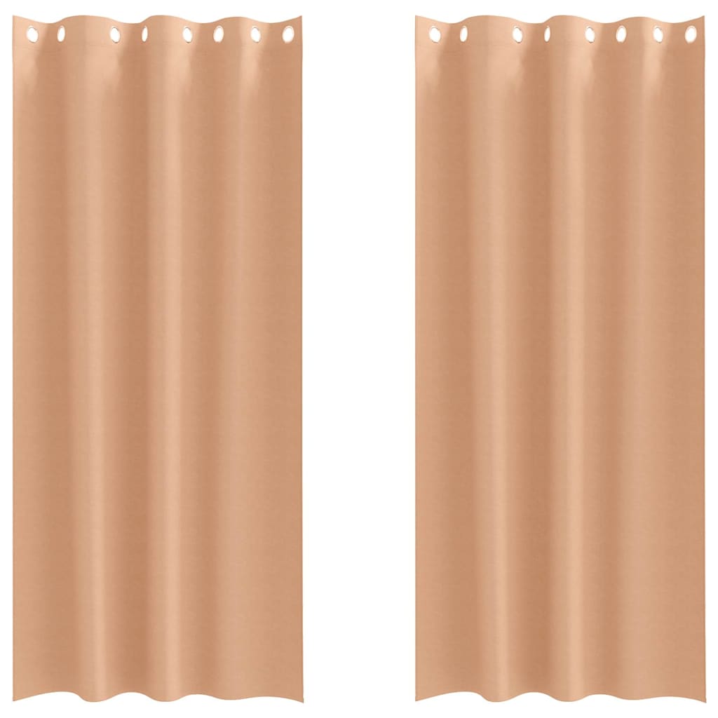 Blackout Curtains with Rings 2 pcs Light Brown 260 x 140 cm