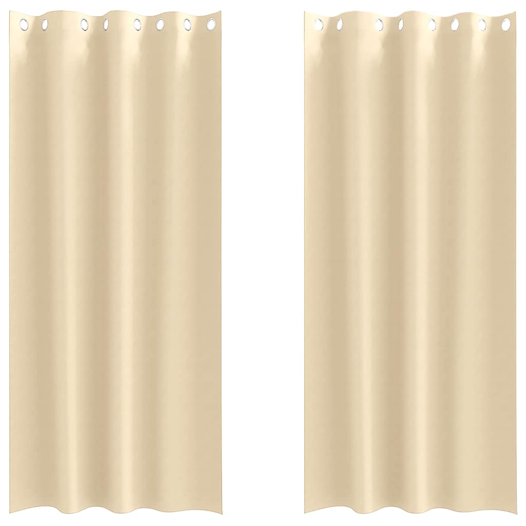 Blackout Curtains with Rings 2 pcs Cream 225 x 140 cm Polyester
