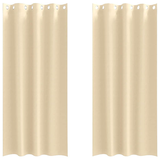 Blackout Curtains with Rings 2 pcs Cream 260 x 140 cm Polyester