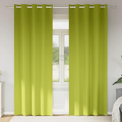 Blackout Curtains with Rings 2 pcs Green 225 x 140 cm Polyester