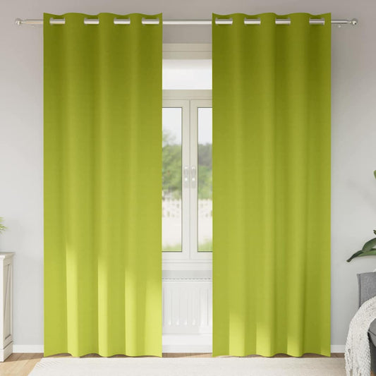 Blackout Curtains with Rings 2 pcs Green 225 x 140 cm Polyester