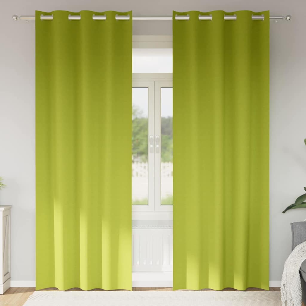 Blackout Curtains with Rings 2 pcs Green 260 x 140 cm Polyester