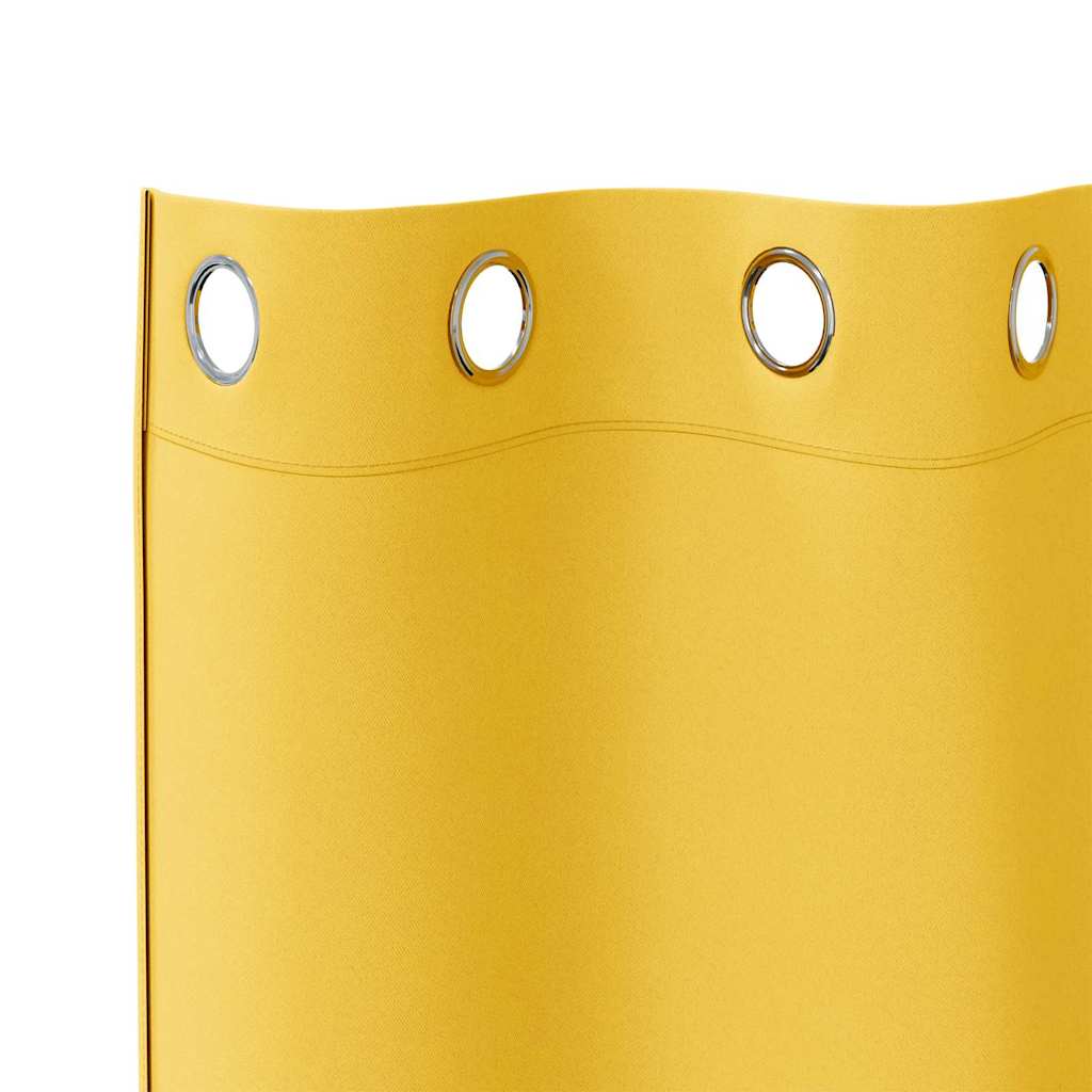 Blackout Curtains with Rings 2 pcs Mustard Yellow 245 x 140 cm
