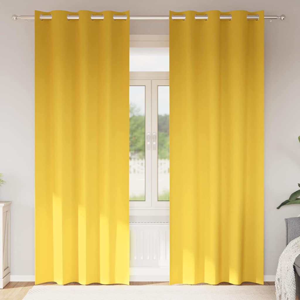 Blackout Curtains with Rings 2 pcs Mustard Yellow 245 x 140 cm