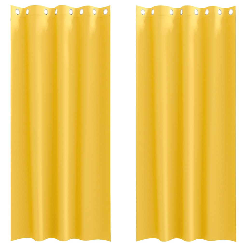 Blackout Curtains with Rings 2 pcs Mustard Yellow 260 x 140 cm