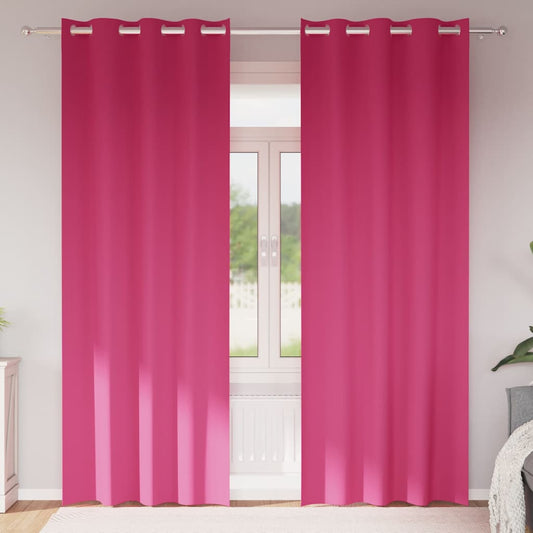 Blackout Curtains with Rings 2 pcs Bright Pink 245 x 140 cm