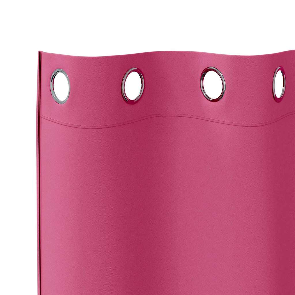 Blackout Curtains with Rings 2 pcs Bright Pink 260 x 140 cm
