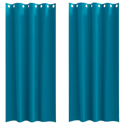 Blackout Curtains with Rings 2 pcs Turquoise 245 x 140 cm