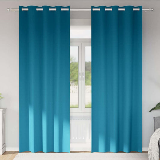 Blackout Curtains with Rings 2 pcs Turquoise 260 x 140 cm
