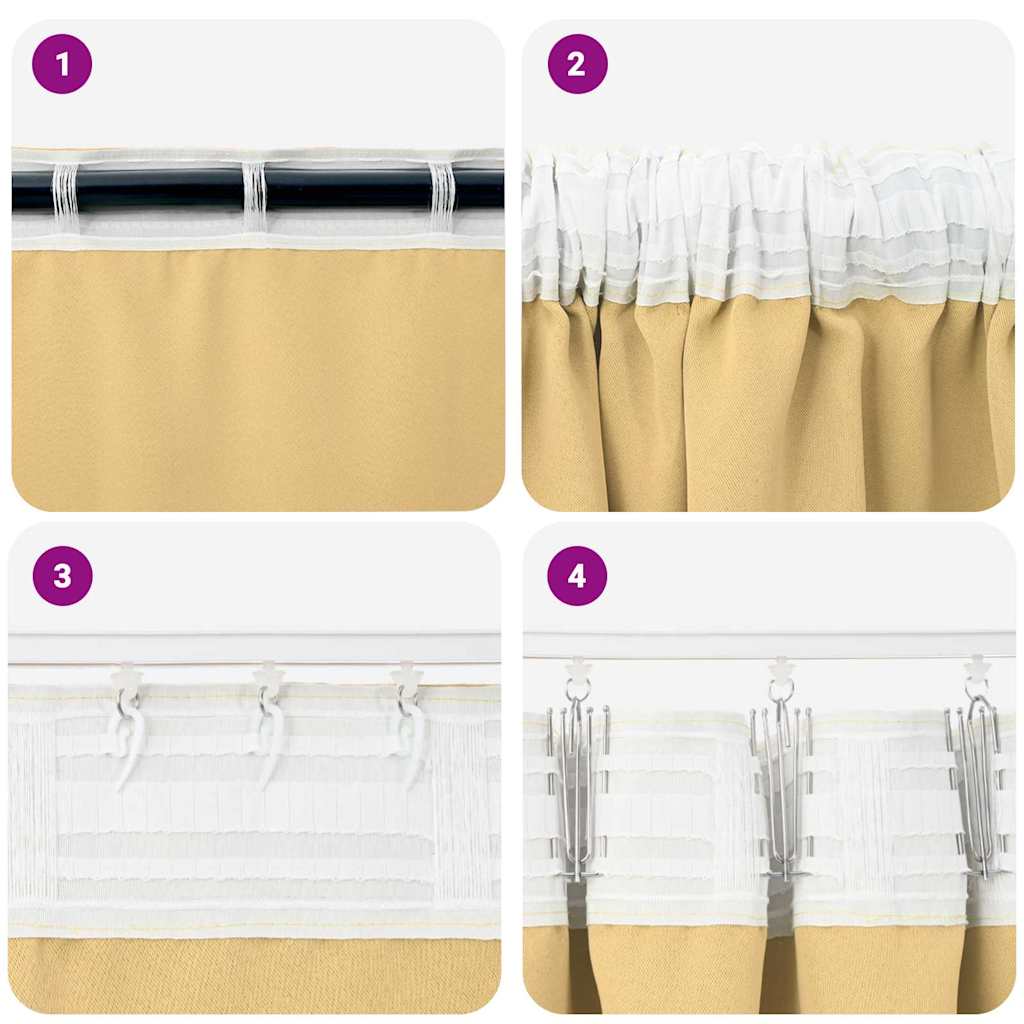 Blackout Curtains with Rings 2 pcs Beige 140 x 140 cm Polyester