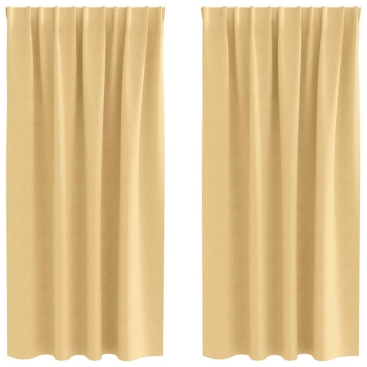 Blackout Curtains with Rings 2 pcs Beige 175 x 140 cm Polyester
