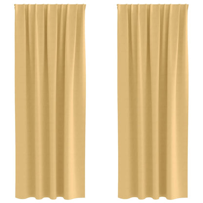 Blackout Curtains with Rings 2 pcs Beige 225 x 140 cm Polyester