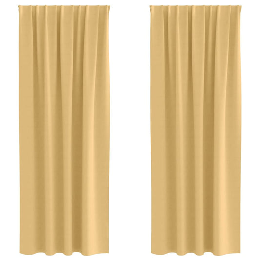 Blackout Curtains with Rings 2 pcs Beige 225 x 140 cm Polyester