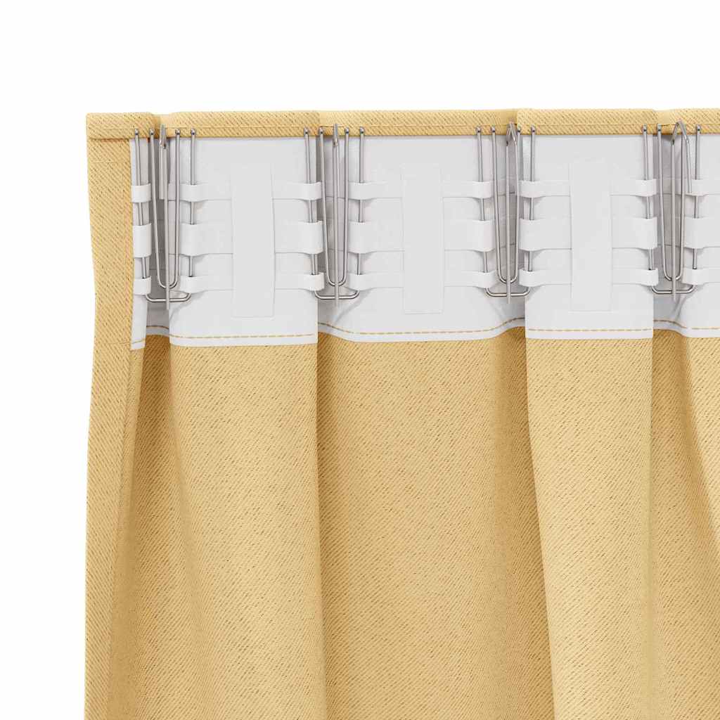 Blackout Curtains with Rings 2 pcs Beige 260 x 140 cm Polyester