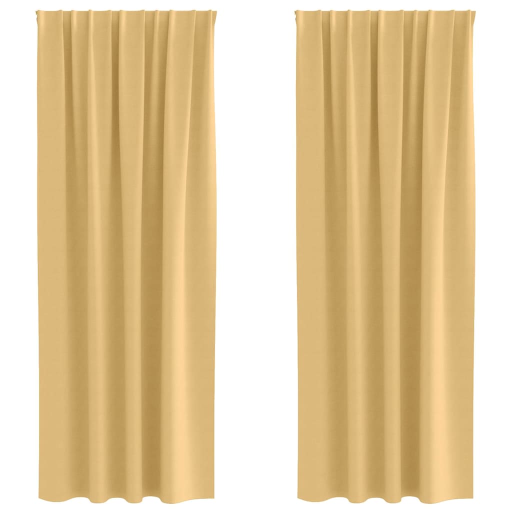 Blackout Curtains with Rings 2 pcs Beige 260 x 140 cm Polyester