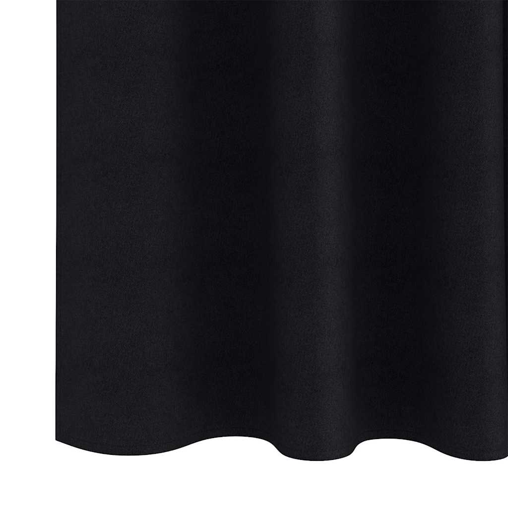 Blackout Curtains with Rings 2 pcs Black 175 x 140 cm Polyester