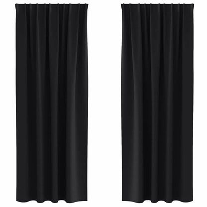 Blackout Curtains with Rings 2 pcs Black 225 x 140 cm Polyester