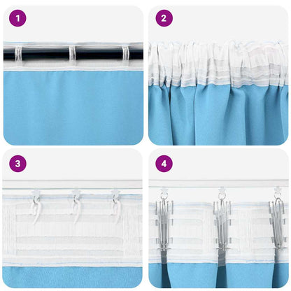 Blackout Curtains with Rings 2 pcs Light Blue 225 x 140 cm