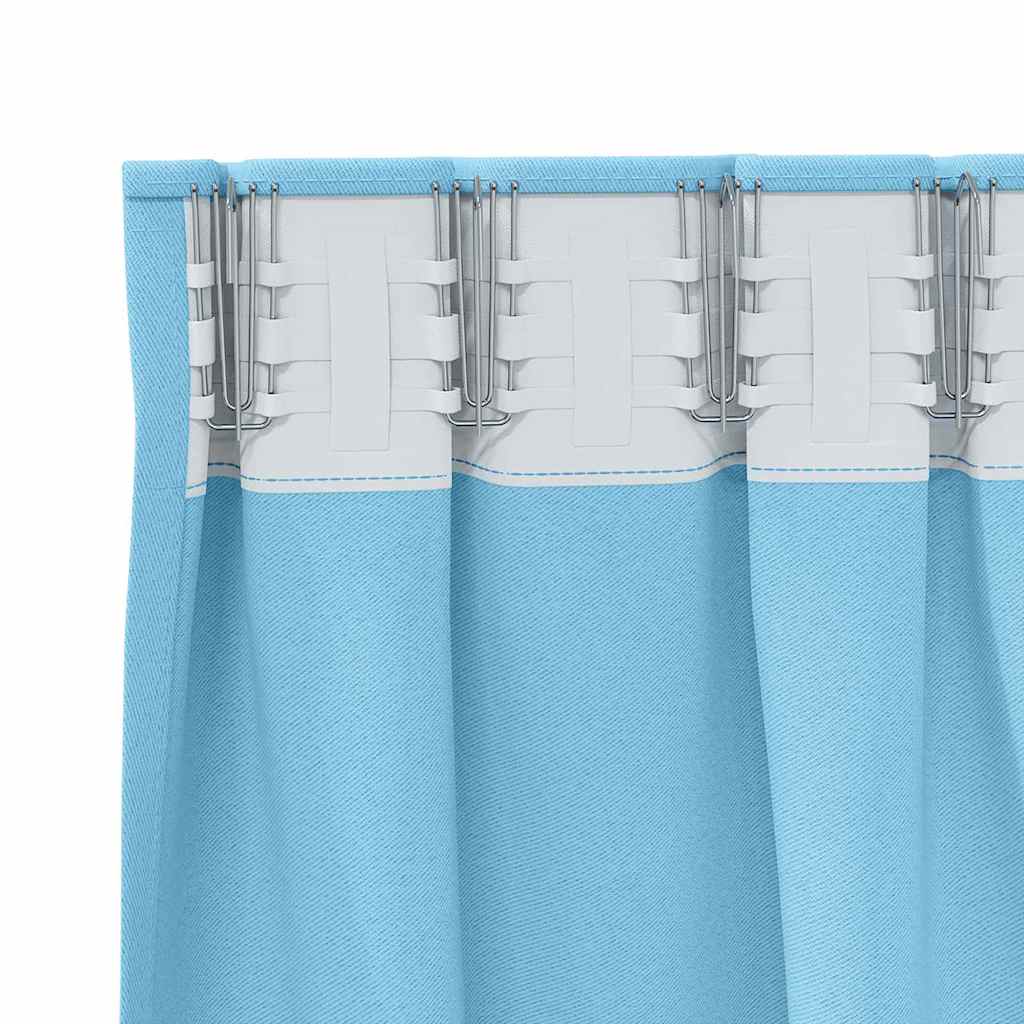 Blackout Curtains with Rings 2 pcs Light Blue 260 x 140 cm