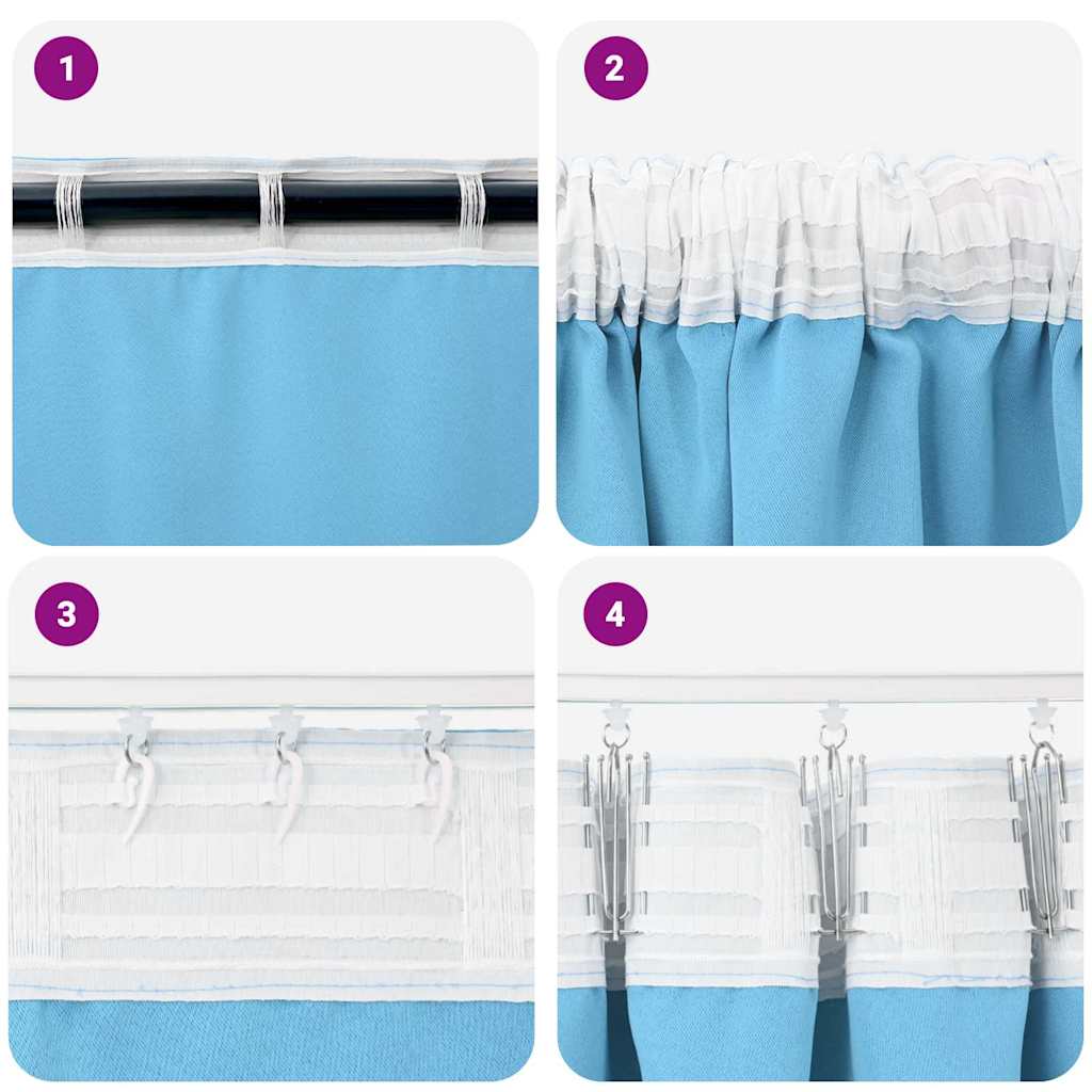 Blackout Curtains with Rings 2 pcs Light Blue 260 x 140 cm