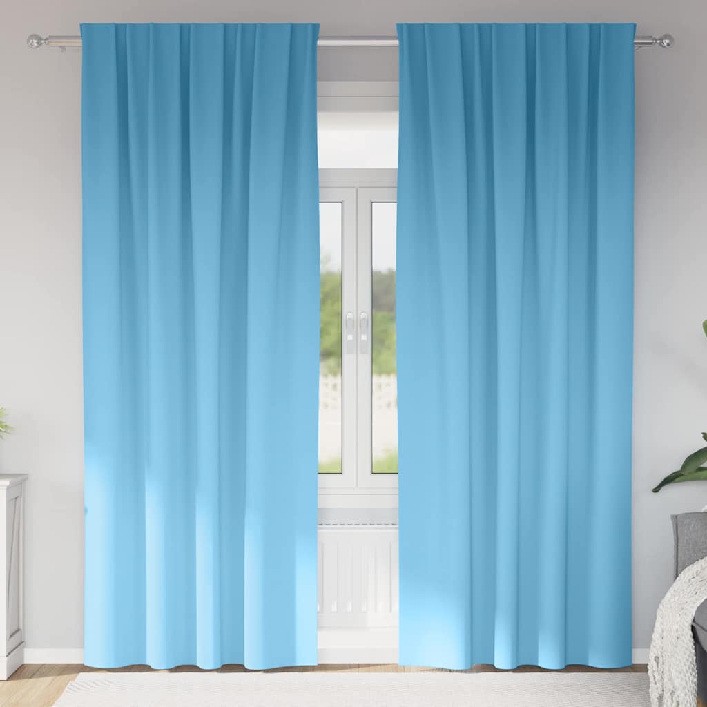 Blackout Curtains with Rings 2 pcs Light Blue 260 x 140 cm