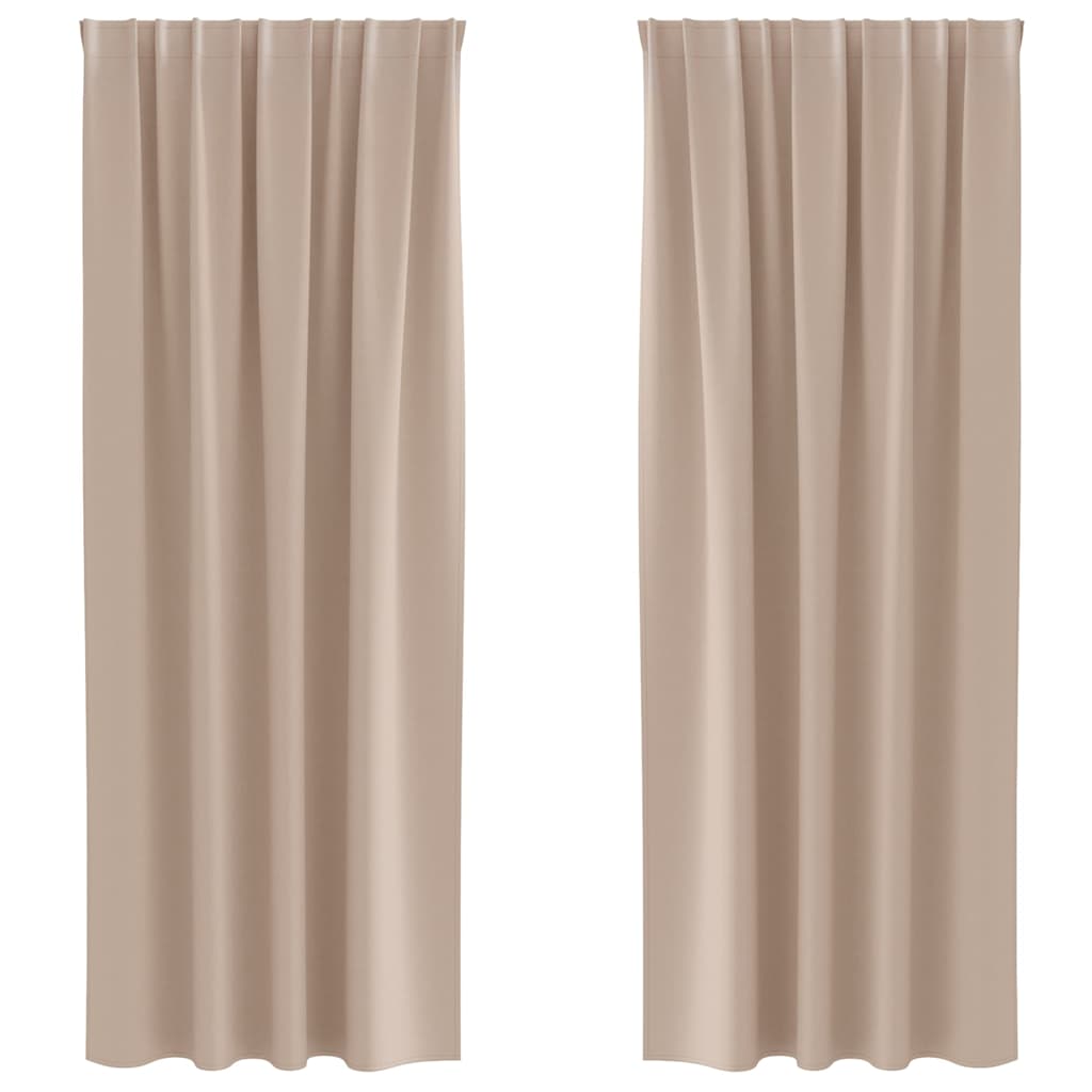 Blackout Curtains with Rings 2 pcs Taupe 225 x 140 cm Polyester
