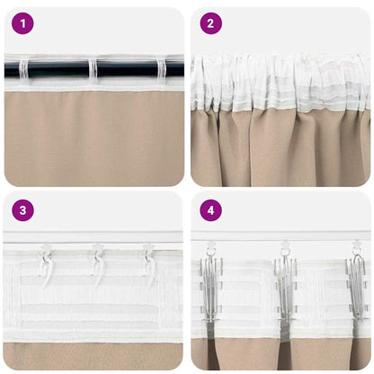 Blackout Curtains with Rings 2 pcs Taupe 245 x 140 cm Polyester