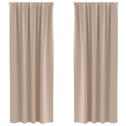 Blackout Curtains with Rings 2 pcs Taupe 245 x 140 cm Polyester