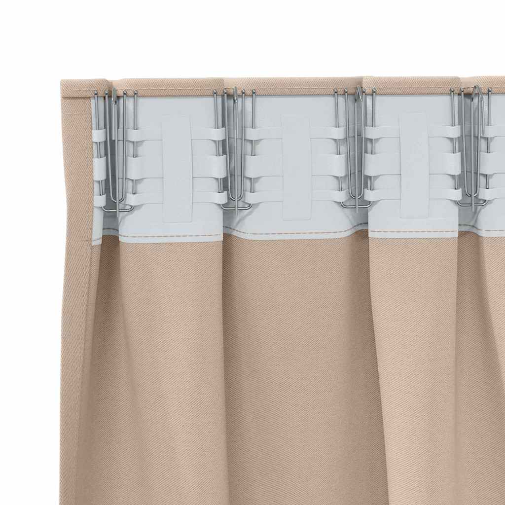 Blackout Curtains with Rings 2 pcs Taupe 260 x 140 cm Polyester