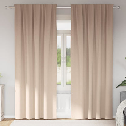 Blackout Curtains with Rings 2 pcs Taupe 260 x 140 cm Polyester