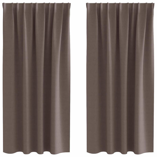 Blackout Curtains with Rings 2 pcs Dark Brown 175 x 140 cm