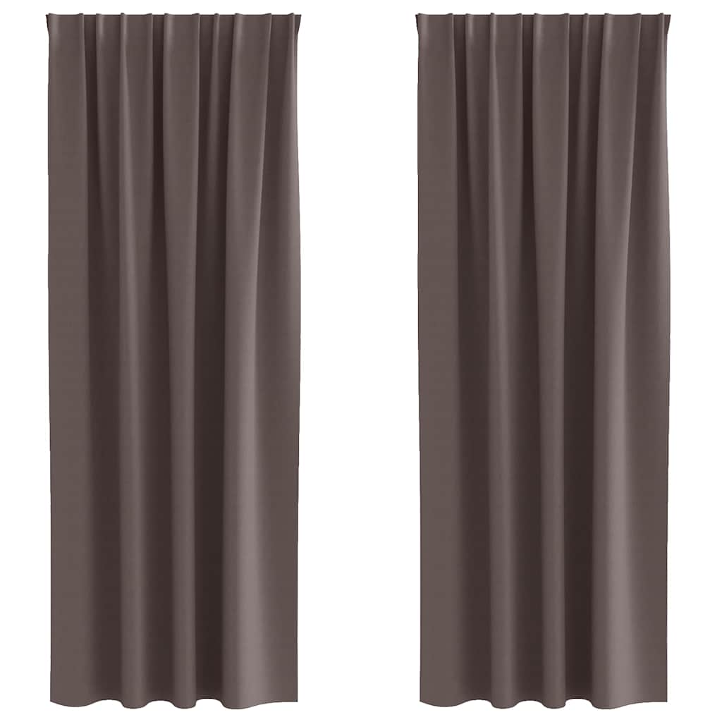 Blackout Curtains with Rings 2 pcs Dark Brown 225 x 140 cm