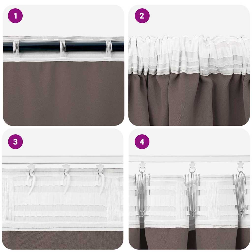 Blackout Curtains with Rings 2 pcs Dark Brown 245 x 140 cm