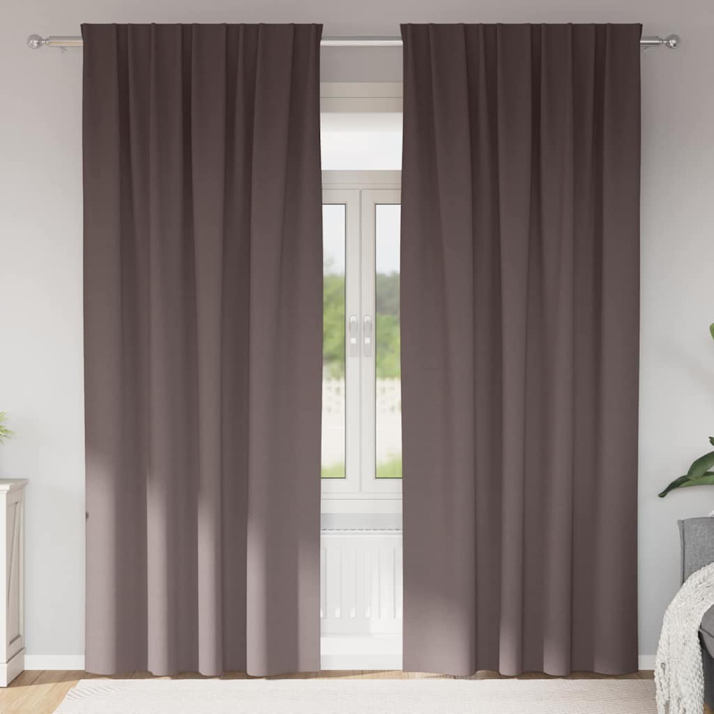 Blackout Curtains with Rings 2 pcs Dark Brown 245 x 140 cm