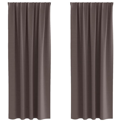 Blackout Curtains with Rings 2 pcs Dark Brown 245 x 140 cm