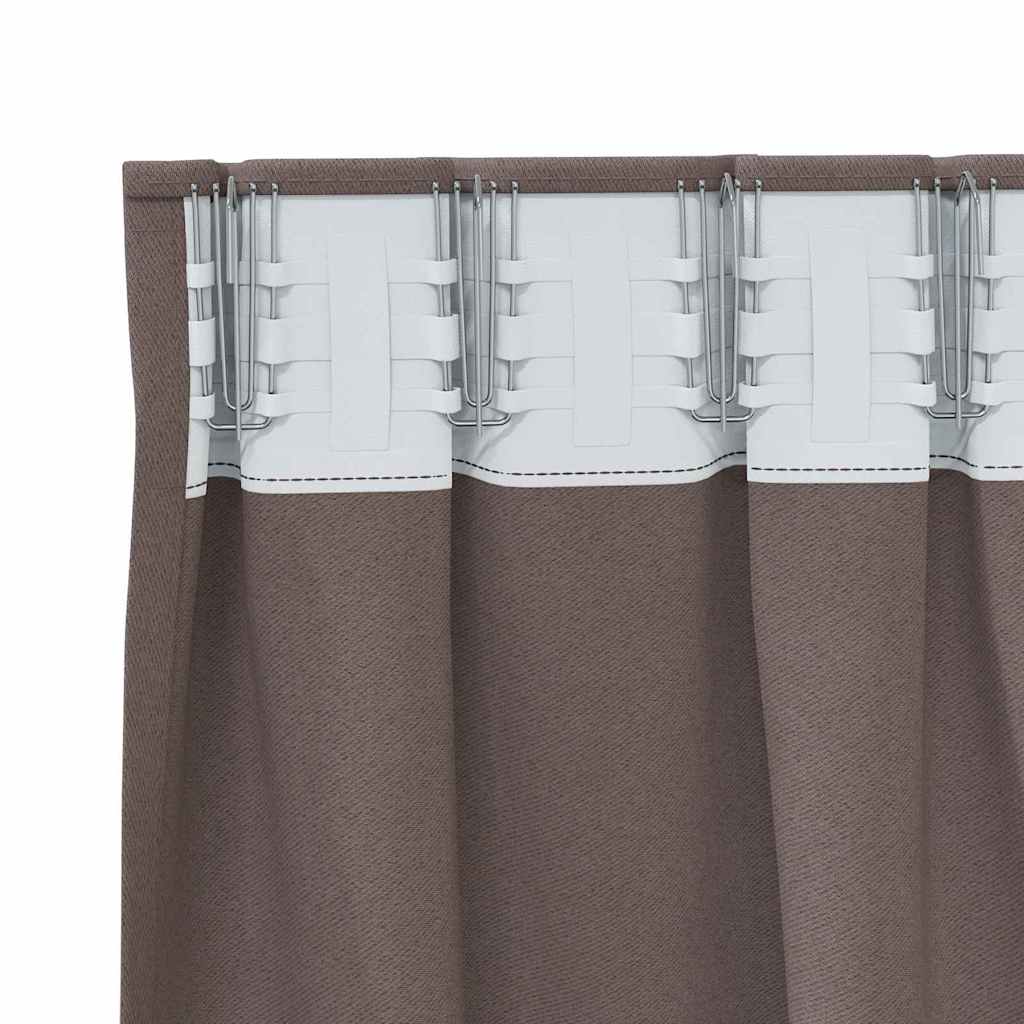 Blackout Curtains with Rings 2 pcs Dark Brown 260 x 140 cm