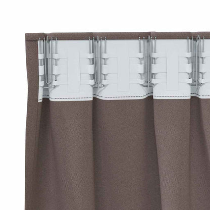Blackout Curtains with Rings 2 pcs Dark Brown 260 x 140 cm